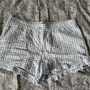 H&M Light Blue and White Gingham Shorts